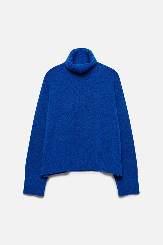 Свитер oversize вязаный с высоким воротником - цвет синий - 8