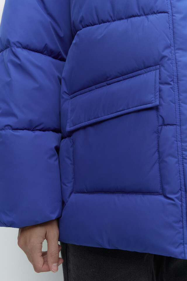 Куртка oversize стеганая утепленная с капюшоном - цвет синий - 6