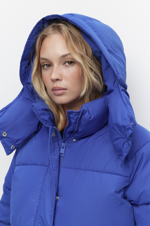 Куртка oversize стеганая утепленная с капюшоном - цвет синий - 8