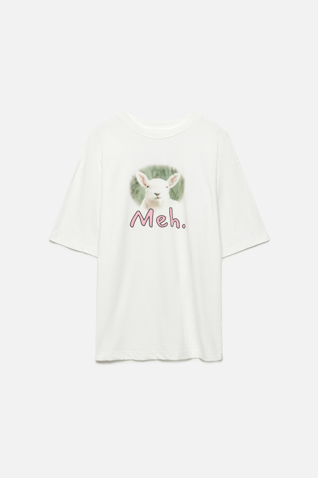 Футболка oversize с принтом и надписями - цвет белый - 7