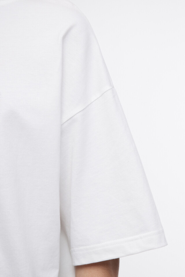 Футболка oversize с принтом и надписями - цвет белый - 6