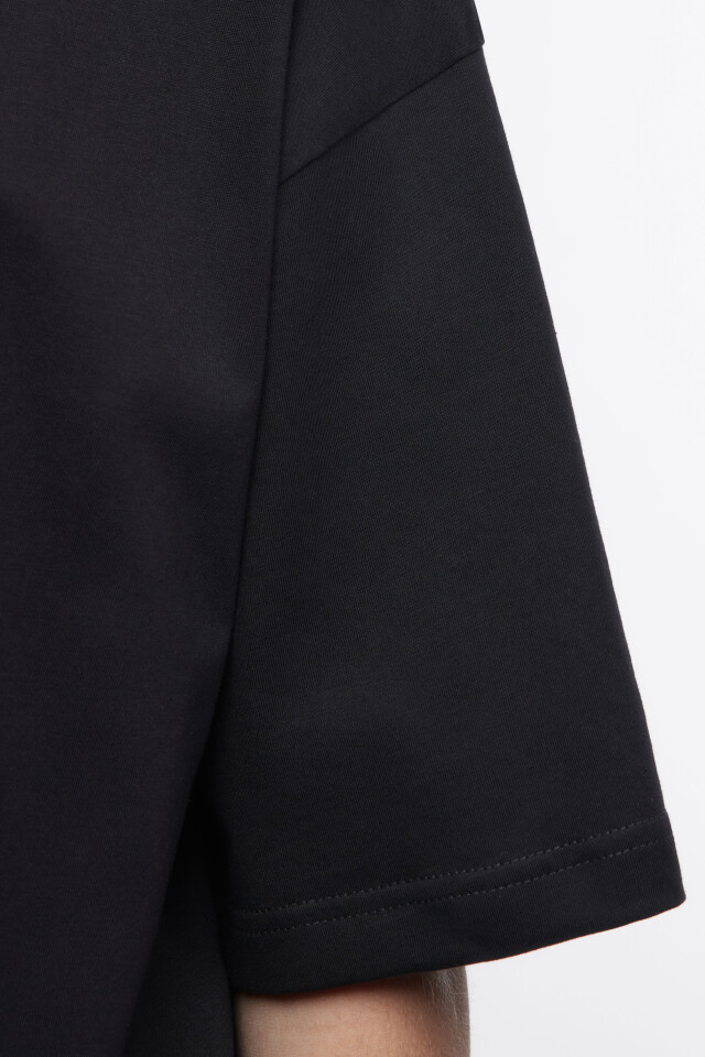 Футболка oversize с принтом и надписями - цвет черный - 6