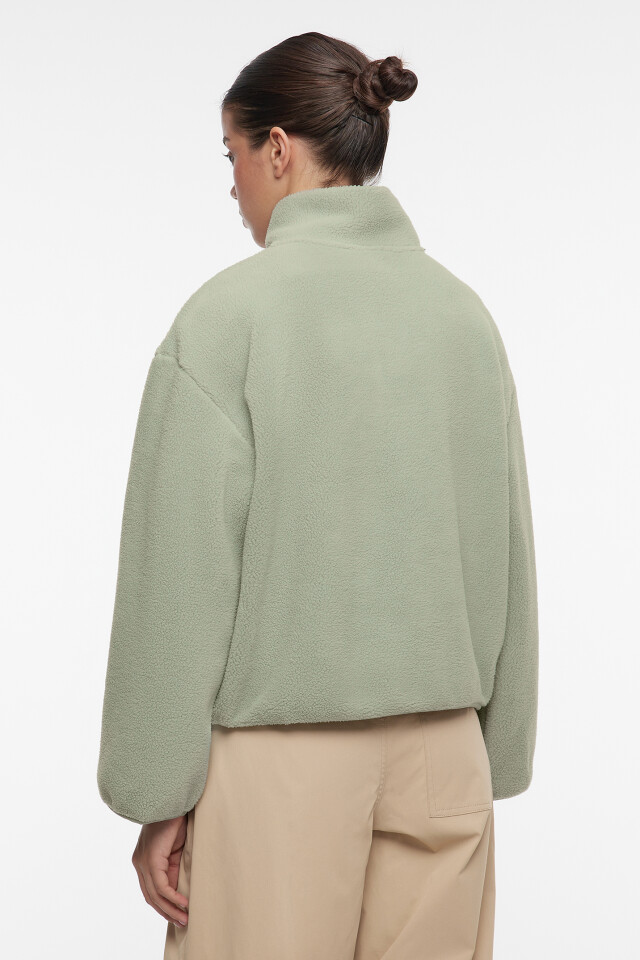 Толстовка oversize из флиса с воротником на молнии - цвет серый - 4
