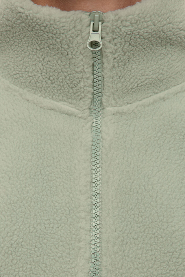 Толстовка oversize из флиса с воротником на молнии - цвет серый - 5