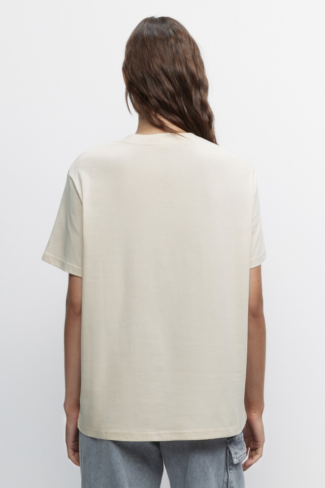 Футболка oversize с картинами и надписями - цвет бежевый - 4
