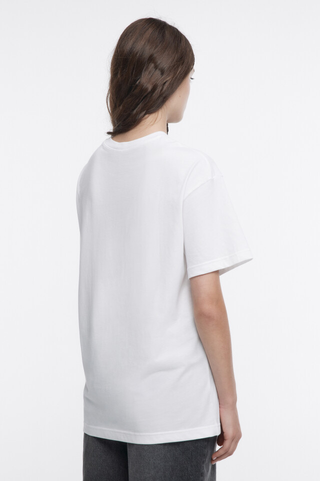Футболка oversize хлопковая однотонная - цвет белый - 4