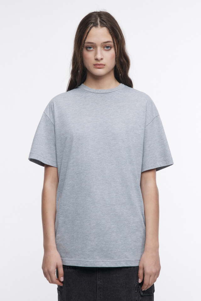 Футболка oversize хлопковая однотонная - цвет серый - 1