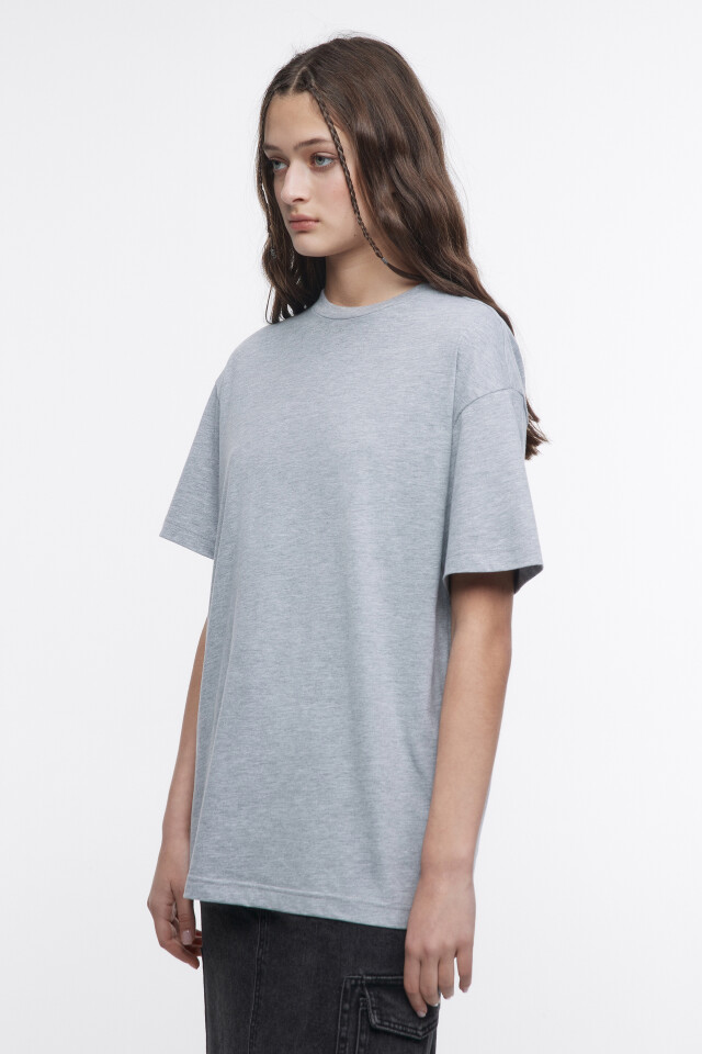 Футболка oversize хлопковая однотонная - цвет серый - 2