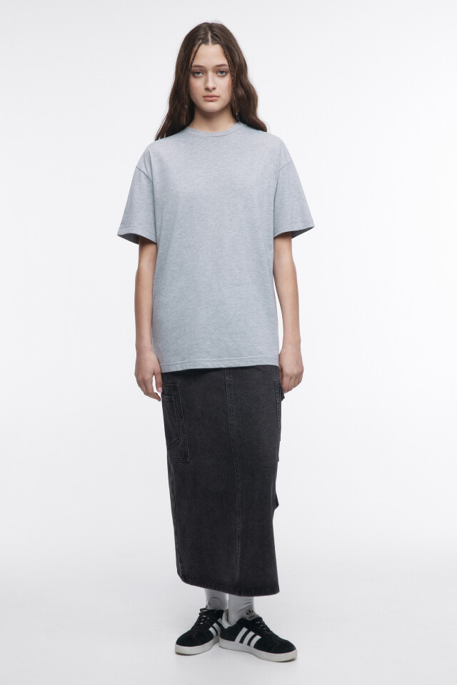 Футболка oversize хлопковая однотонная - цвет серый - 4