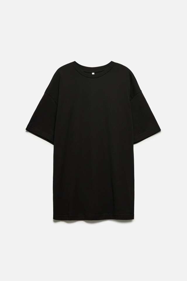 Футболка oversize хлопковая однотонная - цвет черный - 7