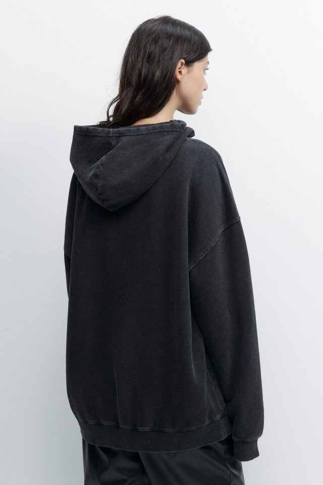 Худи oversize утепленная с состаренным эффектом - цвет серый - 4
