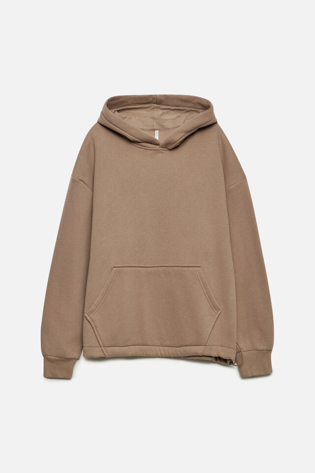 Худи oversize утепленная с капюшоном и карманом - цвет бежевый - 8