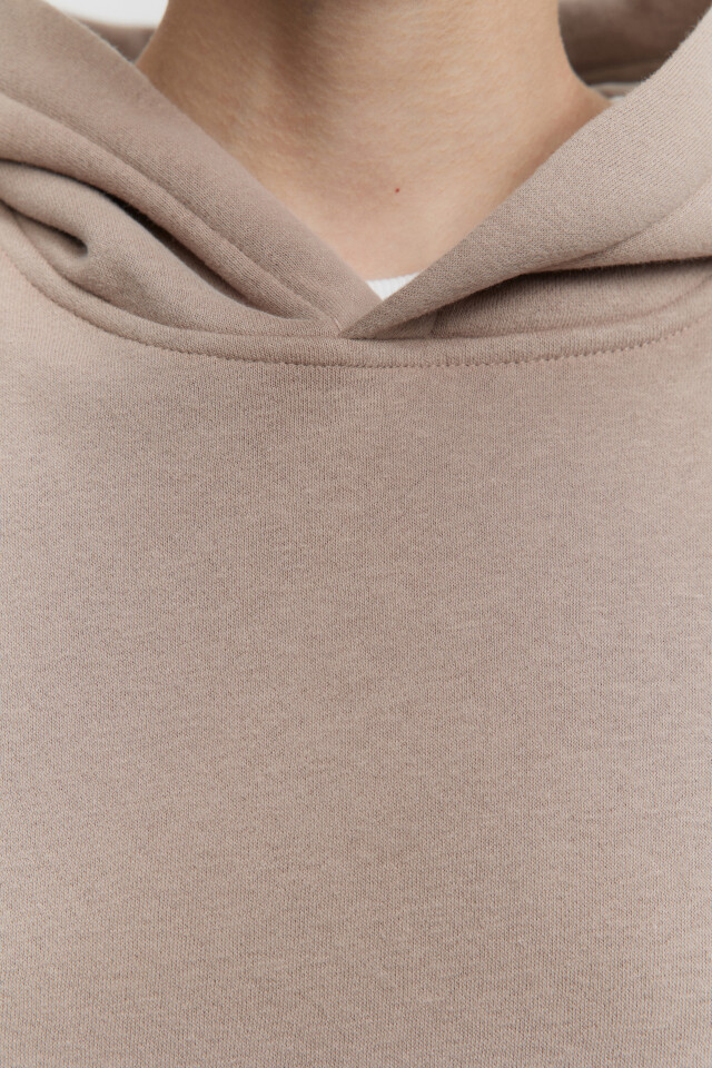 Худи oversize утепленная с капюшоном и карманом - цвет бежевый - 5