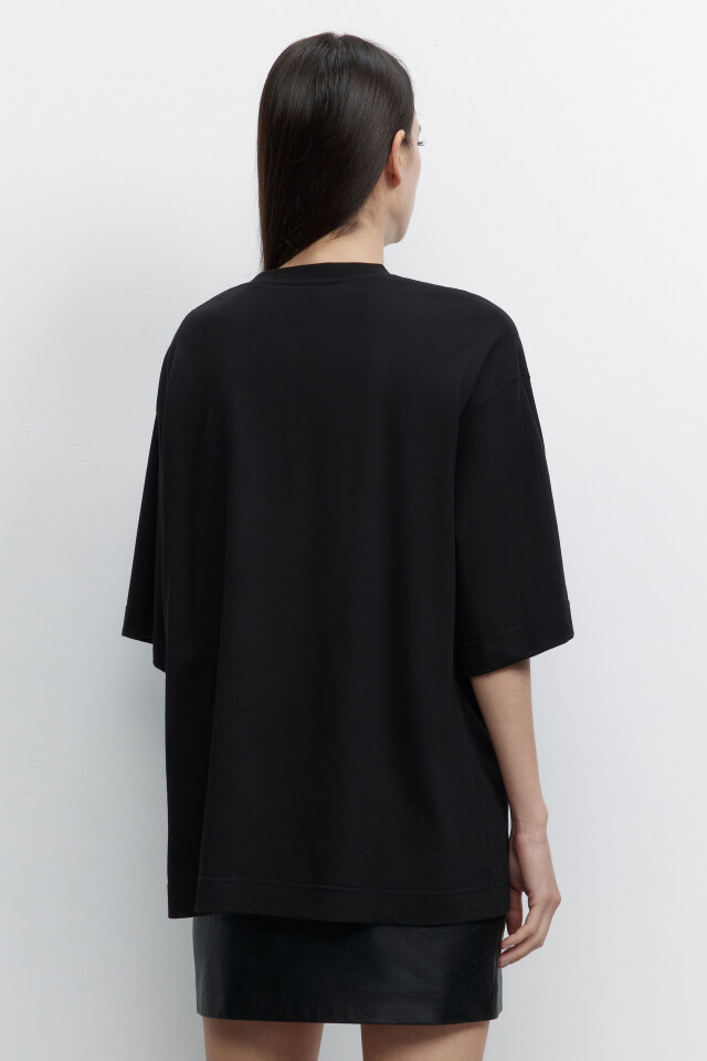 Футболка oversize с пич-эффектом - цвет черный - 4