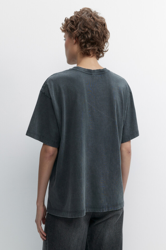 Футболка oversize хлопковая с вареным эффектом - цвет серый - 3