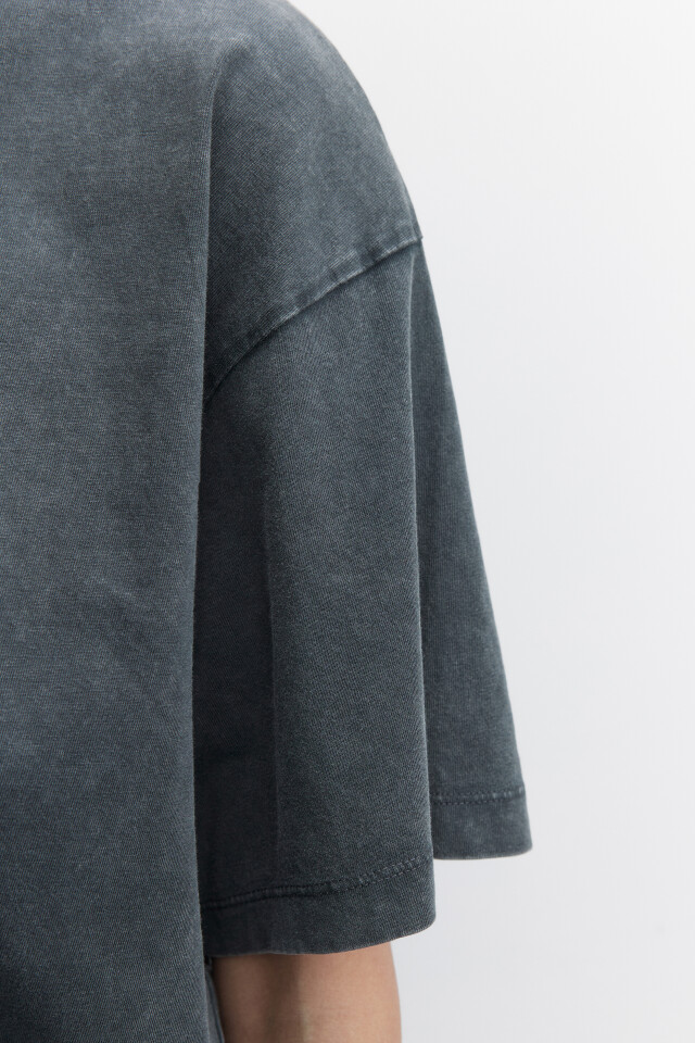 Футболка oversize хлопковая с вареным эффектом - цвет серый - 7