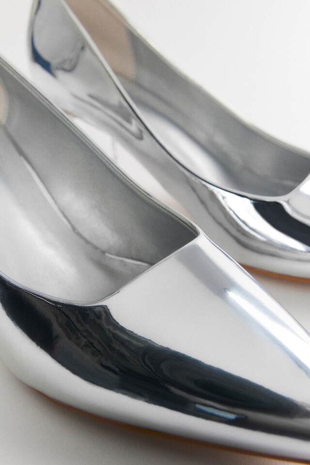 Туфли-лодочки зеркальные на прозрачном каблуке - цвет серый - 5