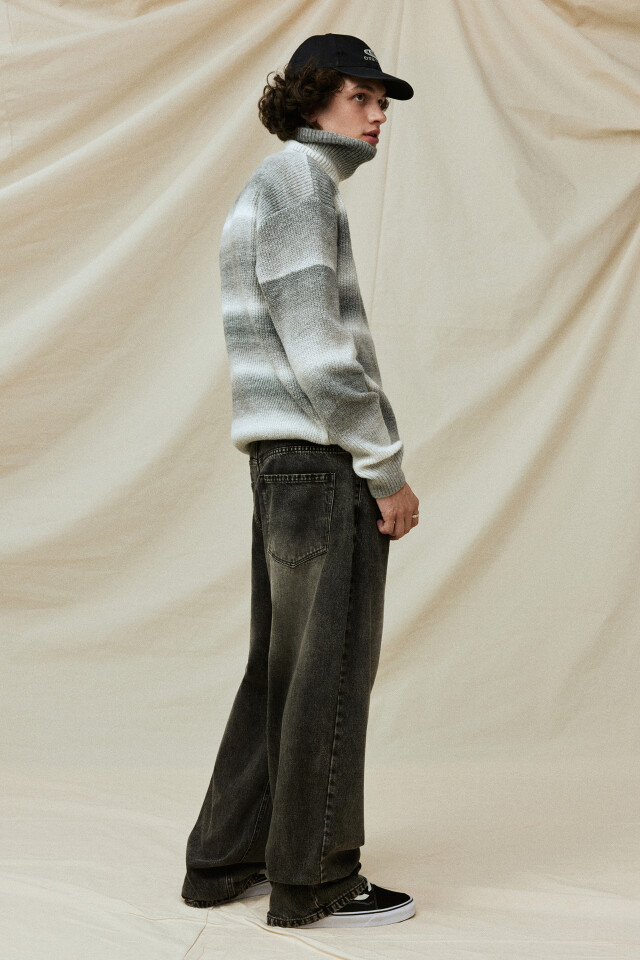 Джинсы oversize широкие с эффектом масляной стирки - цвет серый - 9