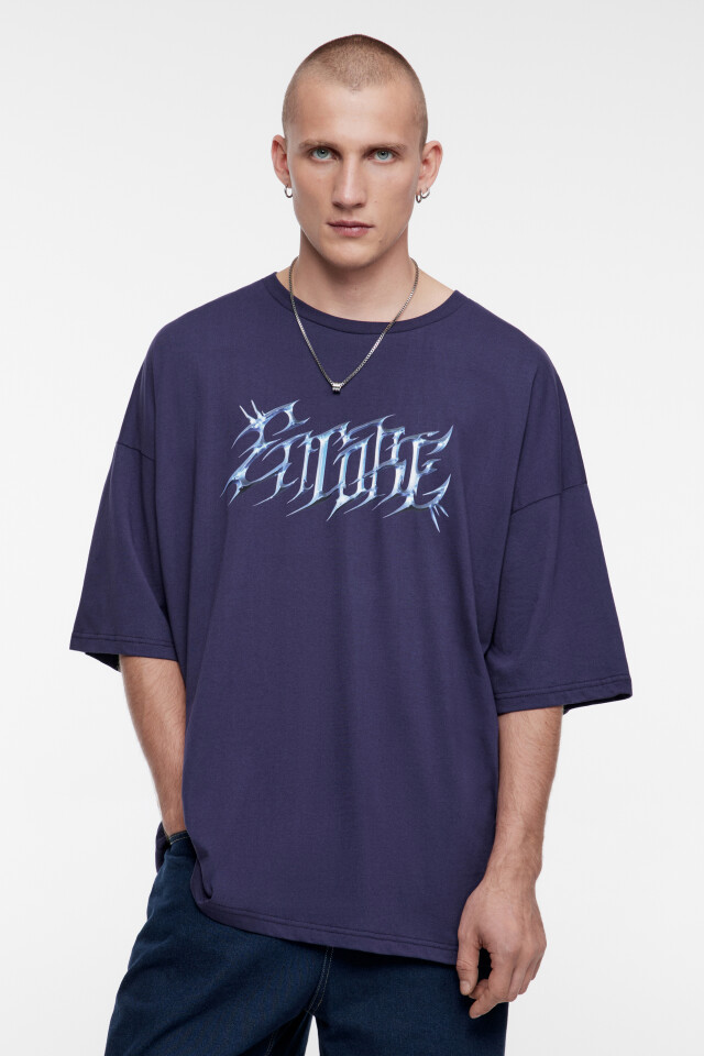 Футболка oversize с принтом в стиле метаверс - цвет фиолетовый - 4