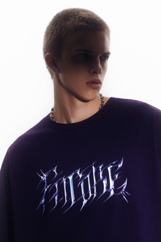 Футболка oversize с принтом в стиле метаверс - цвет фиолетовый - 9