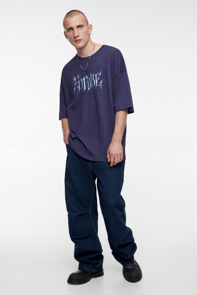 Футболка oversize с принтом в стиле метаверс - цвет фиолетовый - 7
