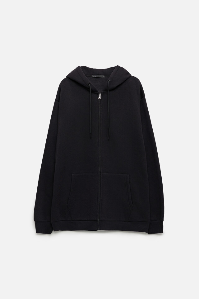 Худи oversize на молнии с капюшоном и начесом - цвет черный - 7