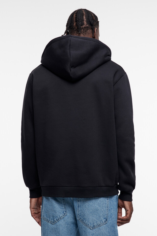 Худи oversize на молнии с капюшоном и начесом - цвет черный - 4