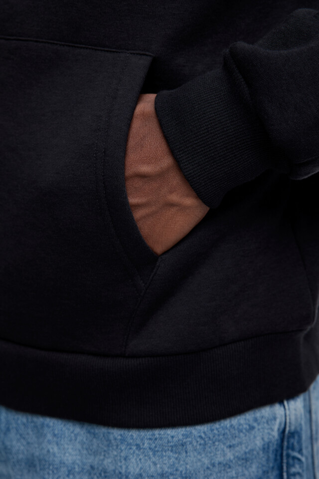 Худи oversize на молнии с капюшоном и начесом - цвет черный - 5
