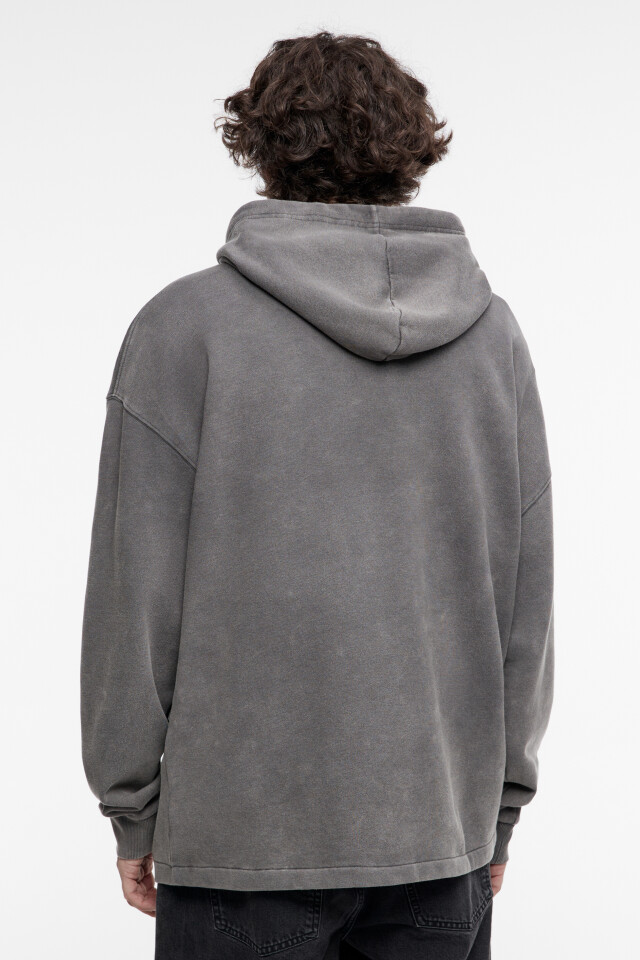 Худи oversize с начесом и состаренным эффектом - цвет серый - 5