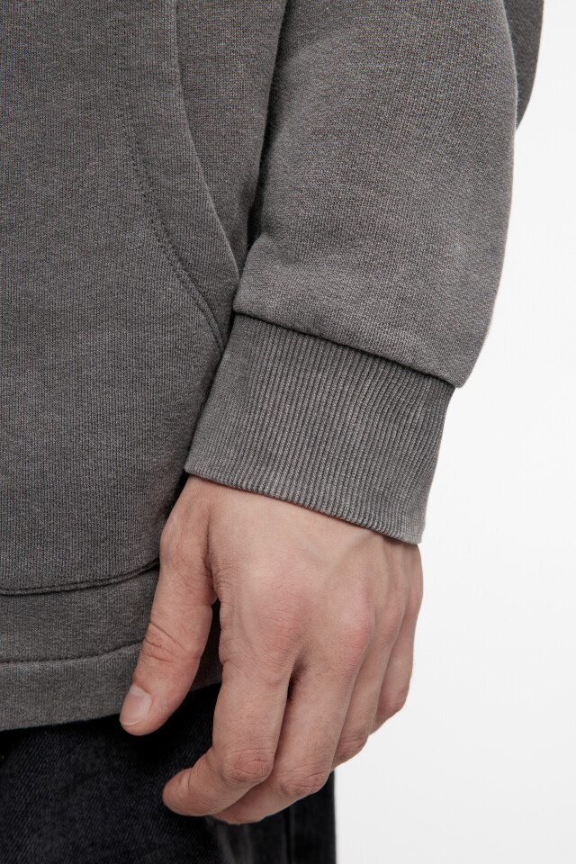 Худи oversize с начесом и состаренным эффектом - цвет серый - 7
