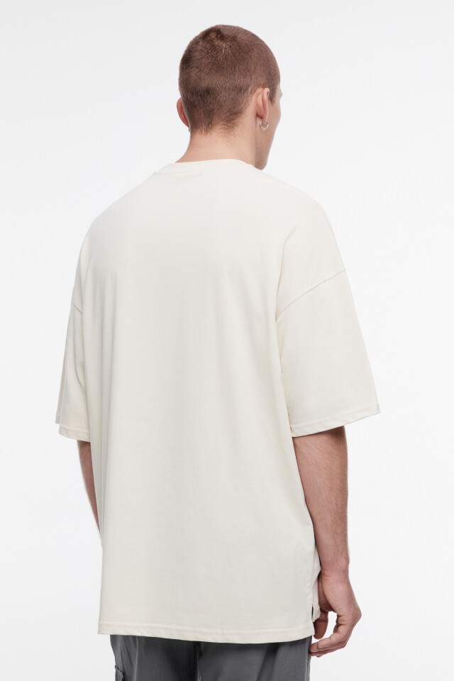 Футболка oversize хлопковая с забавным принтом - цвет бежевый - 5