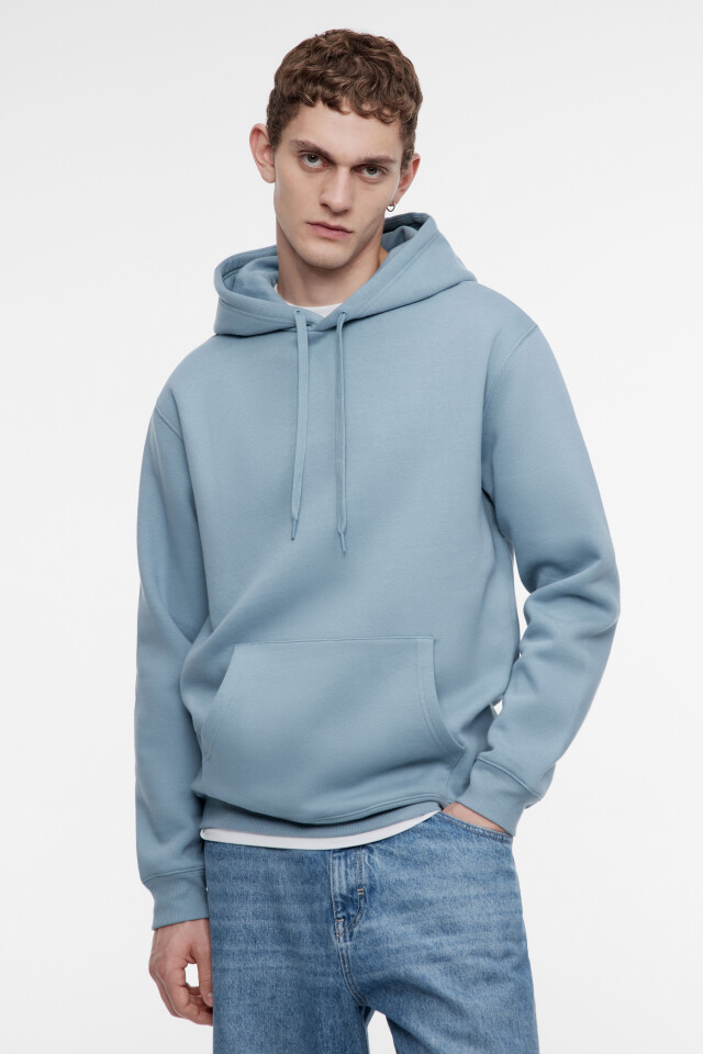 Худи oversize хлопковая с флисовым утеплением - цвет голубой - 2