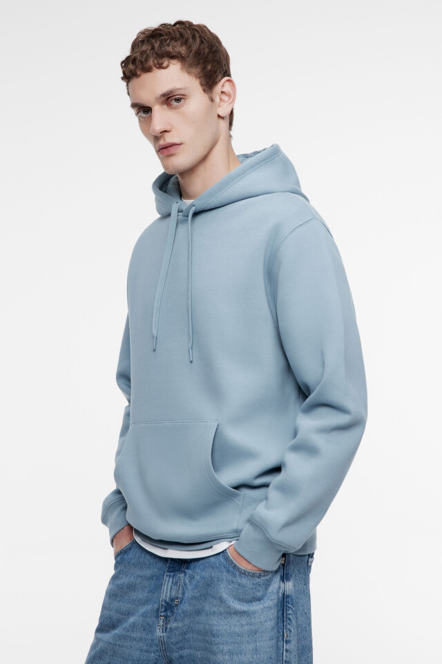 Худи oversize хлопковая с флисовым утеплением - цвет голубой - 3