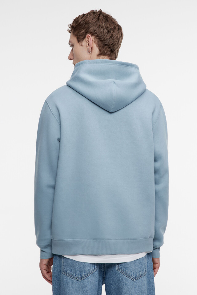 Худи oversize хлопковая с флисовым утеплением - цвет голубой - 4