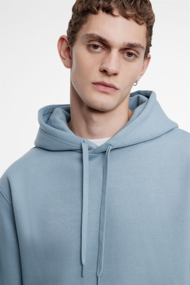 Худи oversize хлопковая с флисовым утеплением - цвет голубой - 5