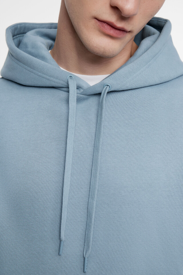 Худи oversize хлопковая с флисовым утеплением - цвет голубой - 6