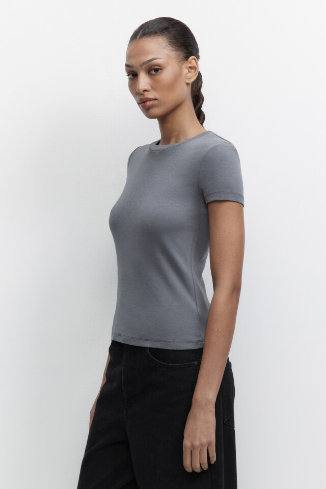 Футболка slim из органического хлопка - цвет серый - 4