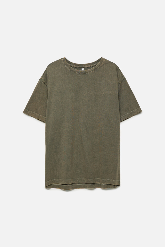 Футболка oversize рваная с вареным эффектом - цвет зеленый - 8