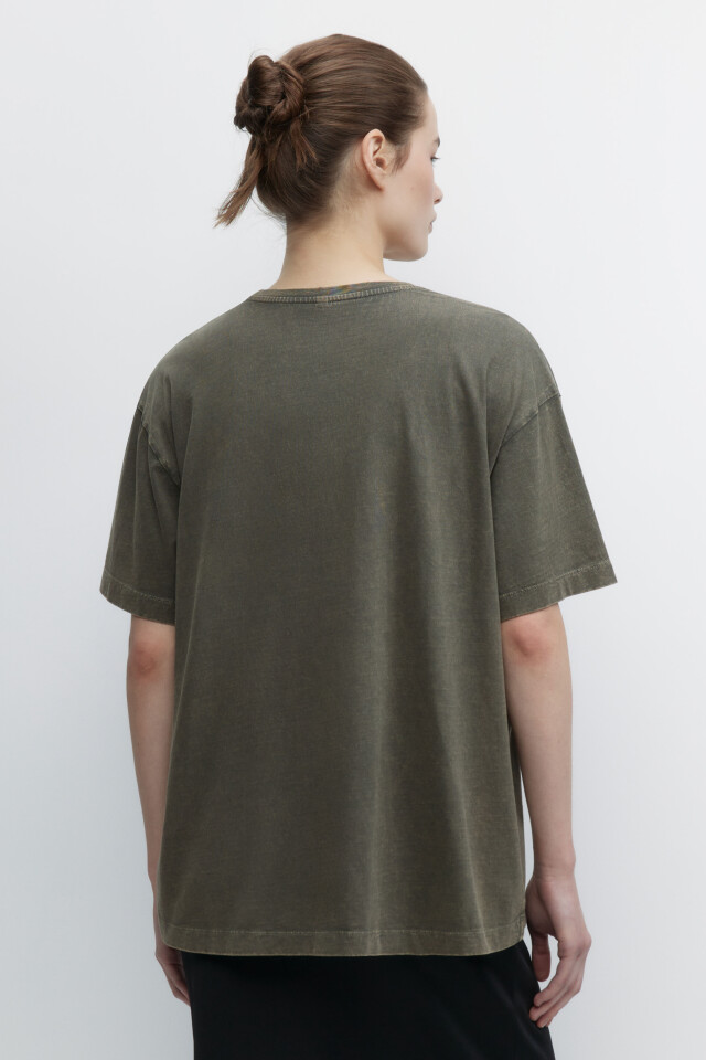 Футболка oversize рваная с вареным эффектом - цвет зеленый - 4