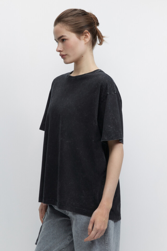 Футболка oversize рваная с вареным эффектом - цвет черный - 3