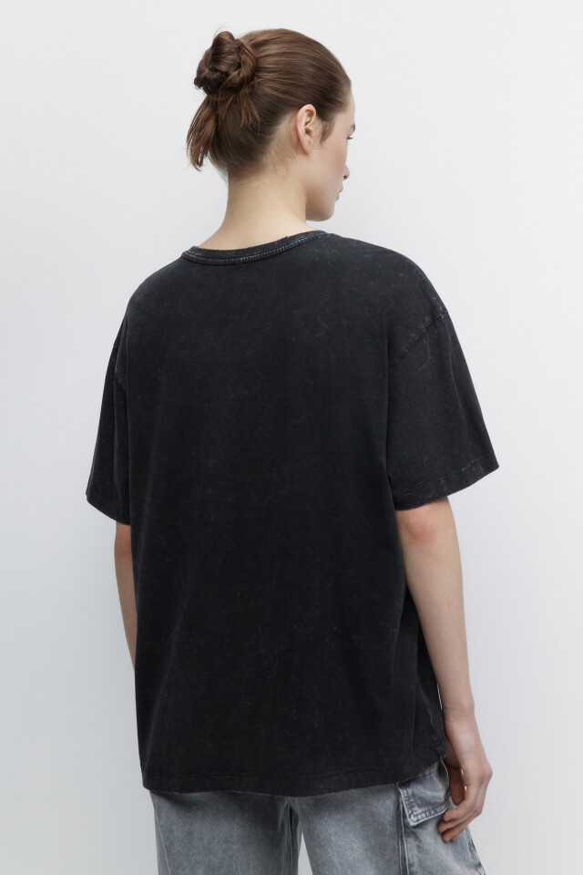 Футболка oversize рваная с вареным эффектом - цвет черный - 4