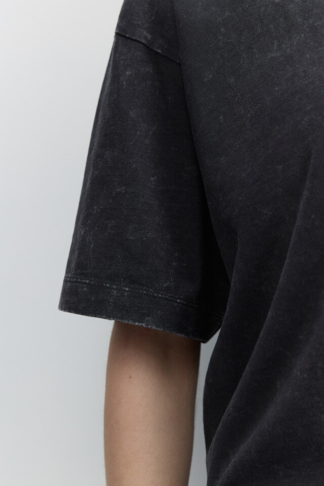 Футболка oversize рваная с вареным эффектом - цвет черный - 6