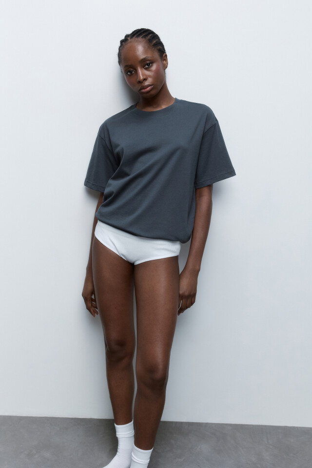 Футболка oversize хлопковая базовая - цвет серый - 4
