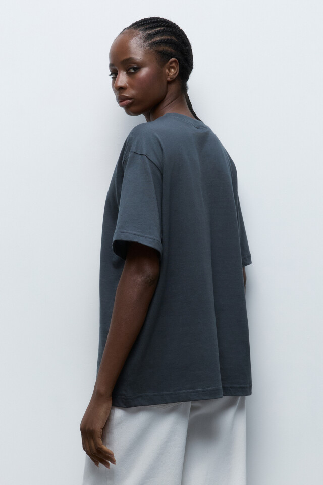 Футболка oversize хлопковая базовая - цвет серый - 3