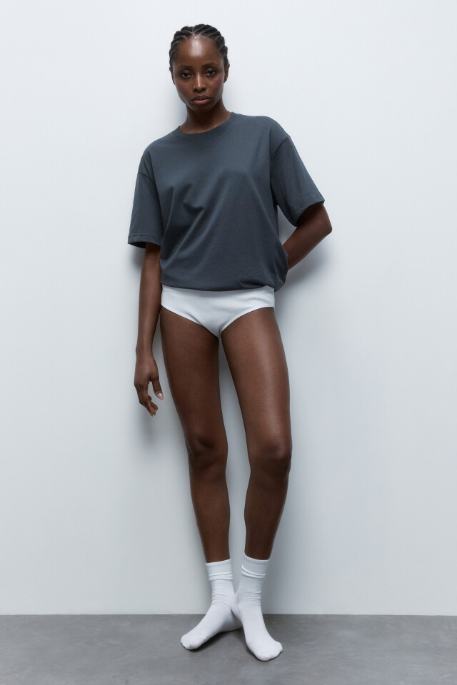 Футболка oversize хлопковая базовая - цвет серый - 5
