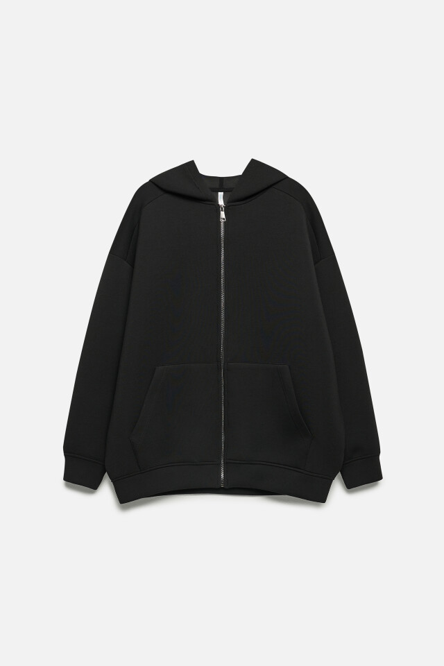 Худи oversize на молнии из неопрена - цвет черный - 10