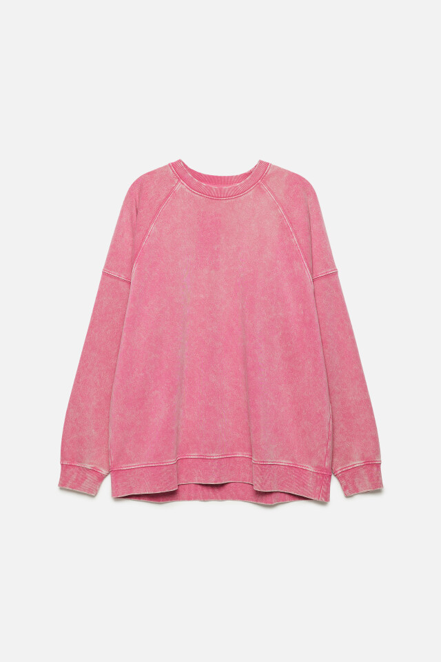 Свитшот oversize с вареным эффектом и начесом - цвет розовый - 12