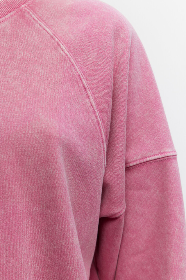 Свитшот oversize с вареным эффектом и начесом - цвет розовый - 6