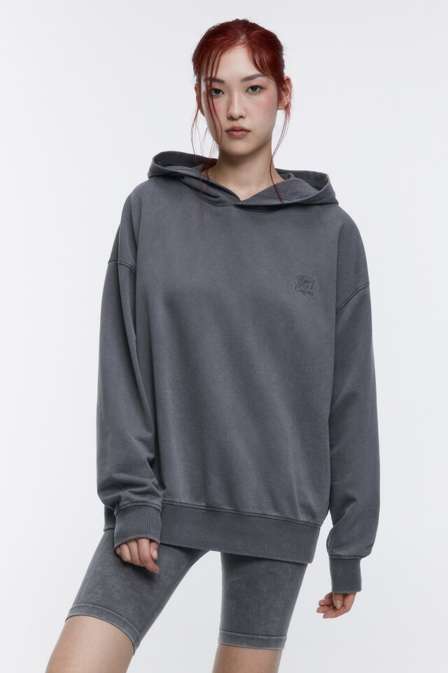 Худи oversize спортивная с вареным эффектом - цвет серый - 2
