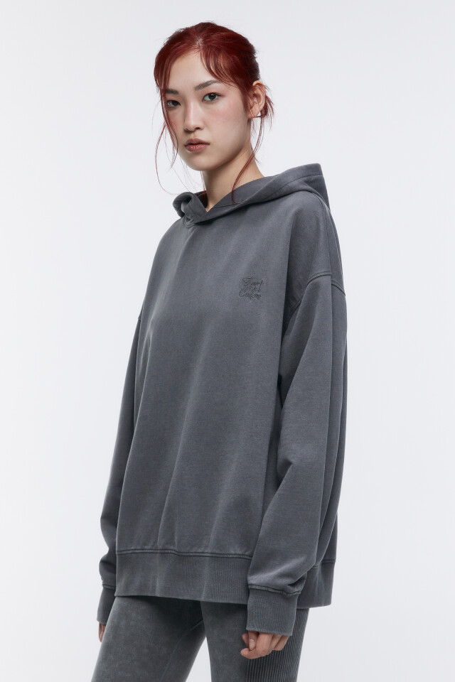 Худи oversize спортивная с вареным эффектом - цвет серый - 3
